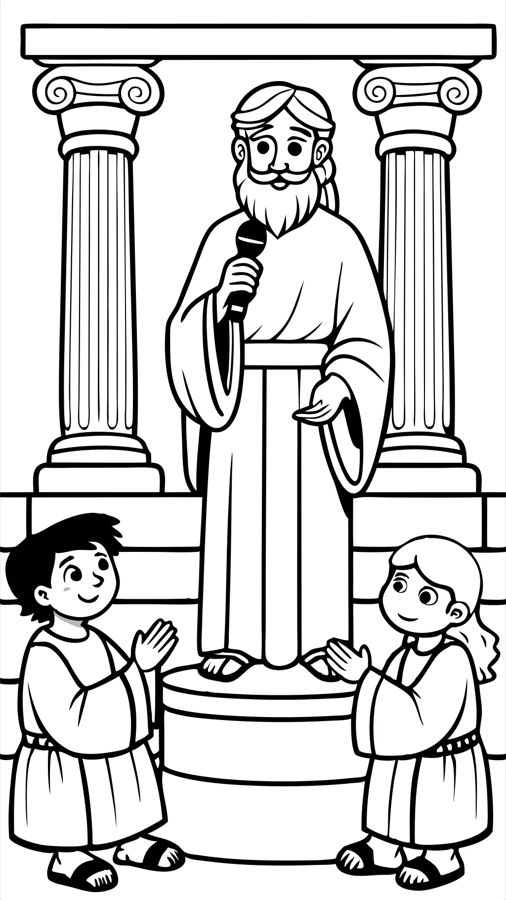 Jésus dans la page coloriage du temple